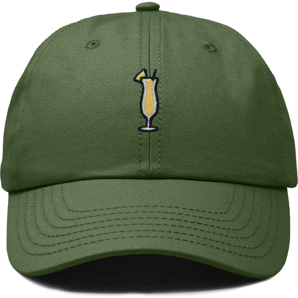 Dalix Pina Colada Embroidered Dad Cap In Olive