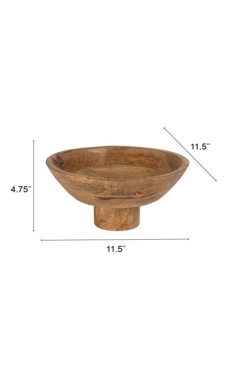 Storied Home Mango Wood Footed Bowl, Natural, Alternate, color, Natural
