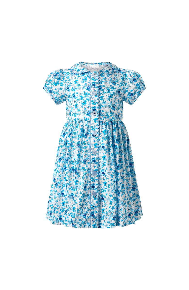 Rachel Riley Floral Button Front Dress, Main, color, Blue