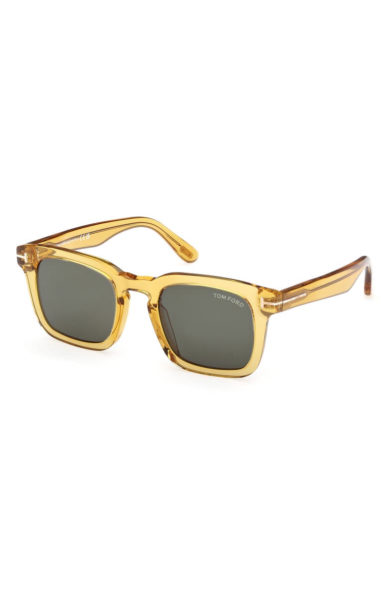 TOM FORD Dax 50mm Square Sunglasses, Alternate, color, Shiny Yellow / Green