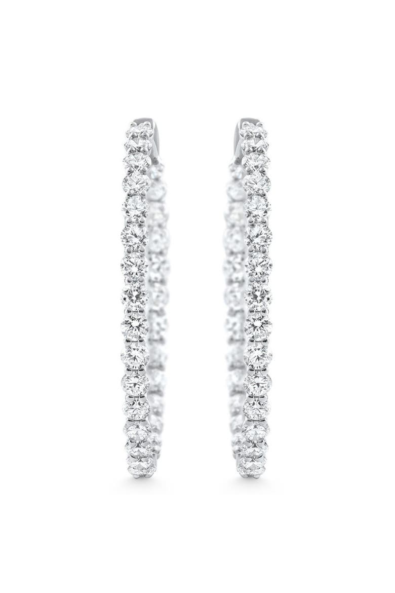 6.50Ct Diamond Hoops 14k Gold Women's Lab Grown Earrings 40mm Tall, Alternate, color, 14k White Gold