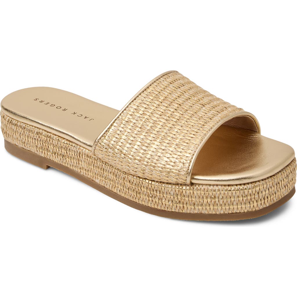Jack Rogers Rozette Platform Slide Sandal In Gold