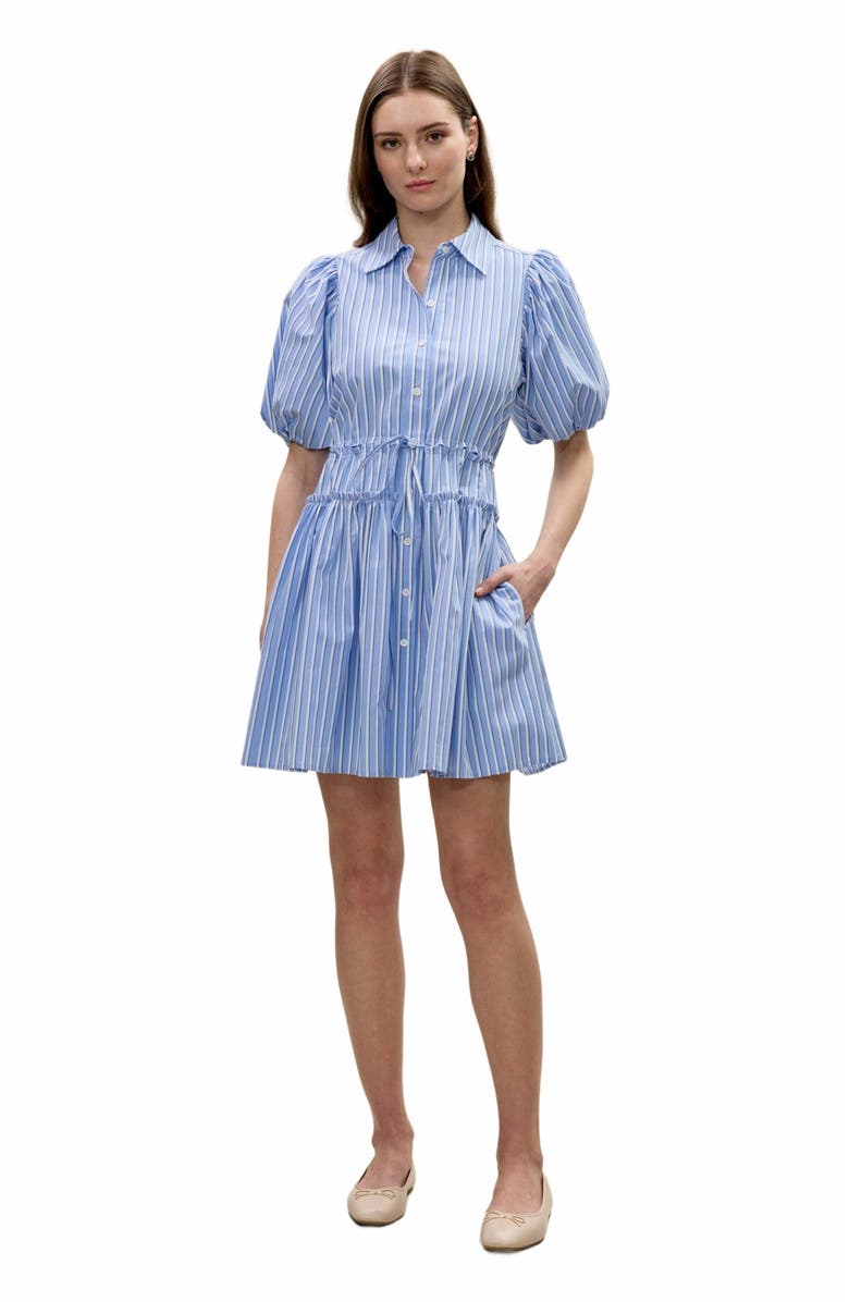 Rebecca Taylor Priya Poplin Shirt Dress, Main, color, Blue Stripe Combo