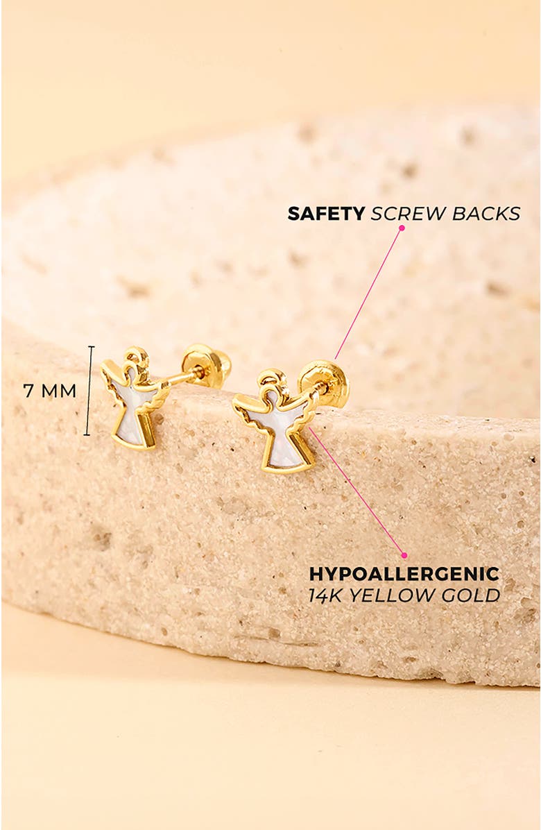 In Season Jewelry 14k Mother of Pearl Angel Earrings, Alternate, color, White