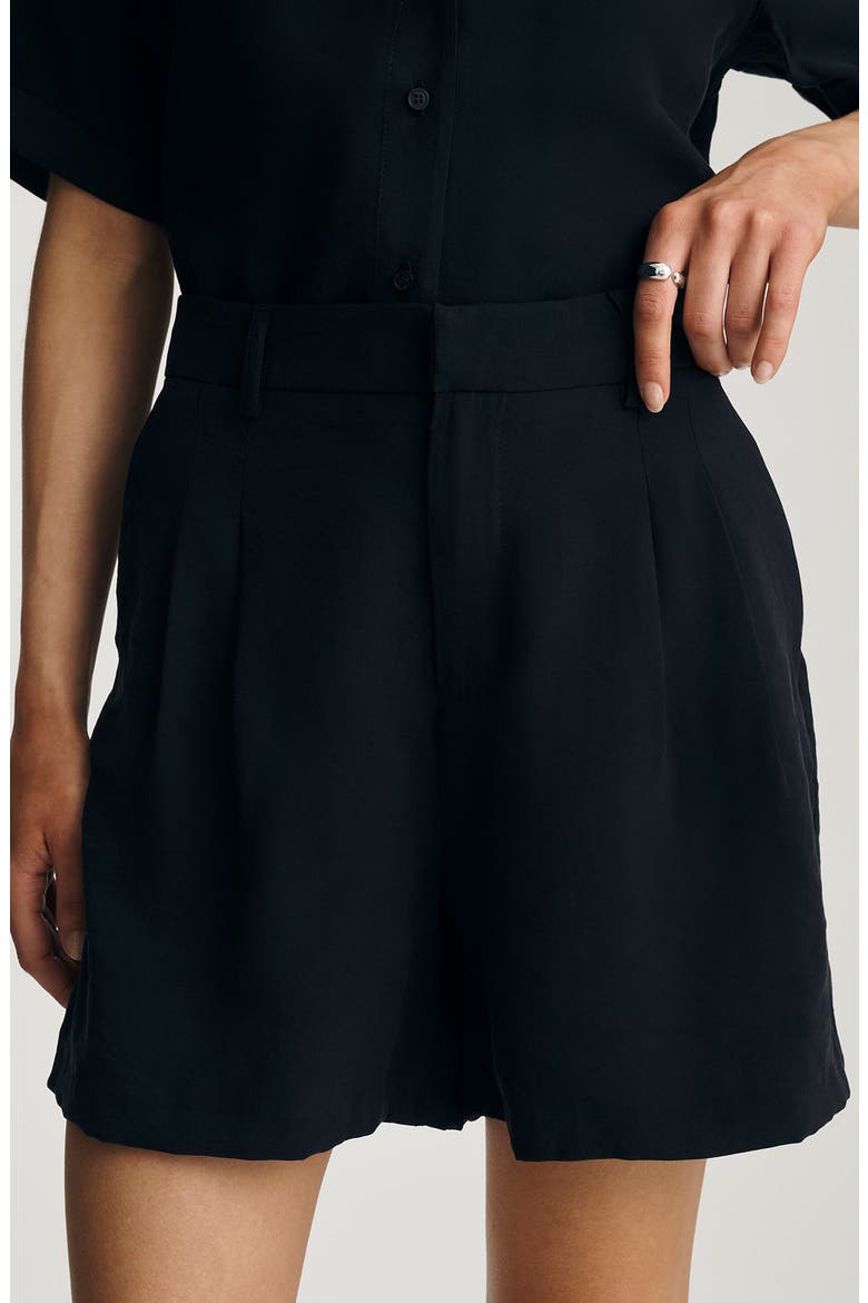 Pleated Luxe Touch Shorts, Alternate, color, BLACK