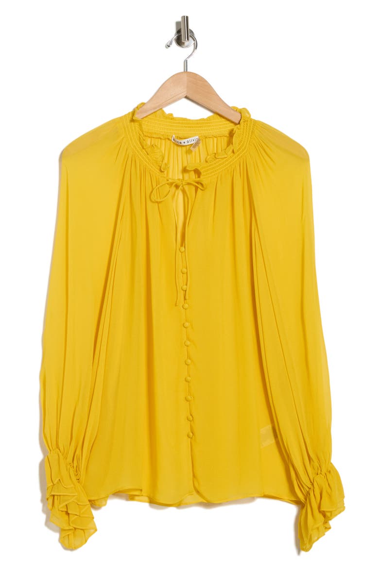 Josephine Tie Neck Top, Alternate, color, GOLDEN HOUR