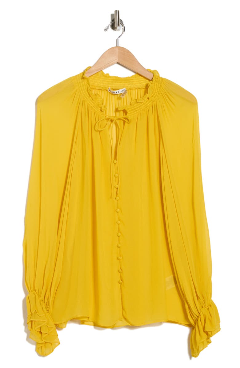 Alice + Olivia Josephine Tie Neck Top, Alternate, color, Golden Hour