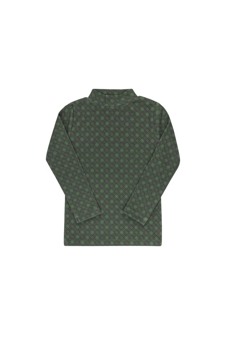 Velour Plaid Bear Collection - Overalls and Turtleneck, Alternate, color, Blue