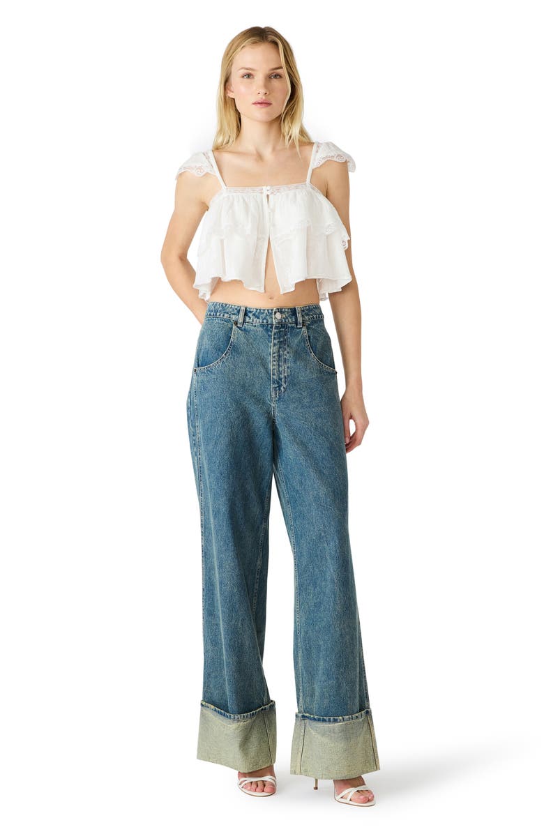 Steve Madden Leta Lace & Ruffle Crop Tank, Alternate, color, Snow White