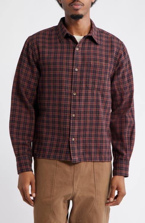 Plaid Cotton Button-Up Shirt