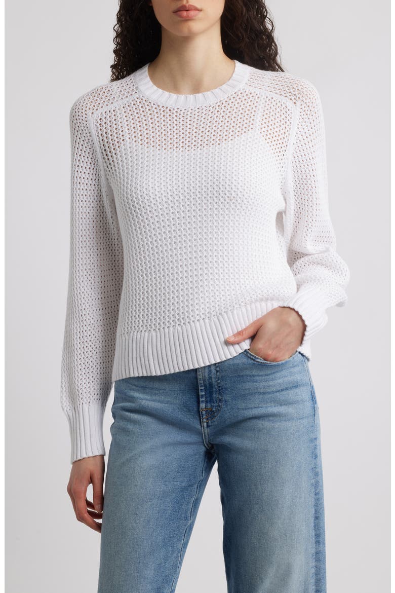 Margot Openwork Cotton Mesh Sweater, Main, color, BLEACH WHITE
