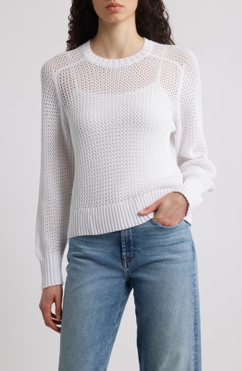 Bandage Openwork Split Round Neck Sweaters