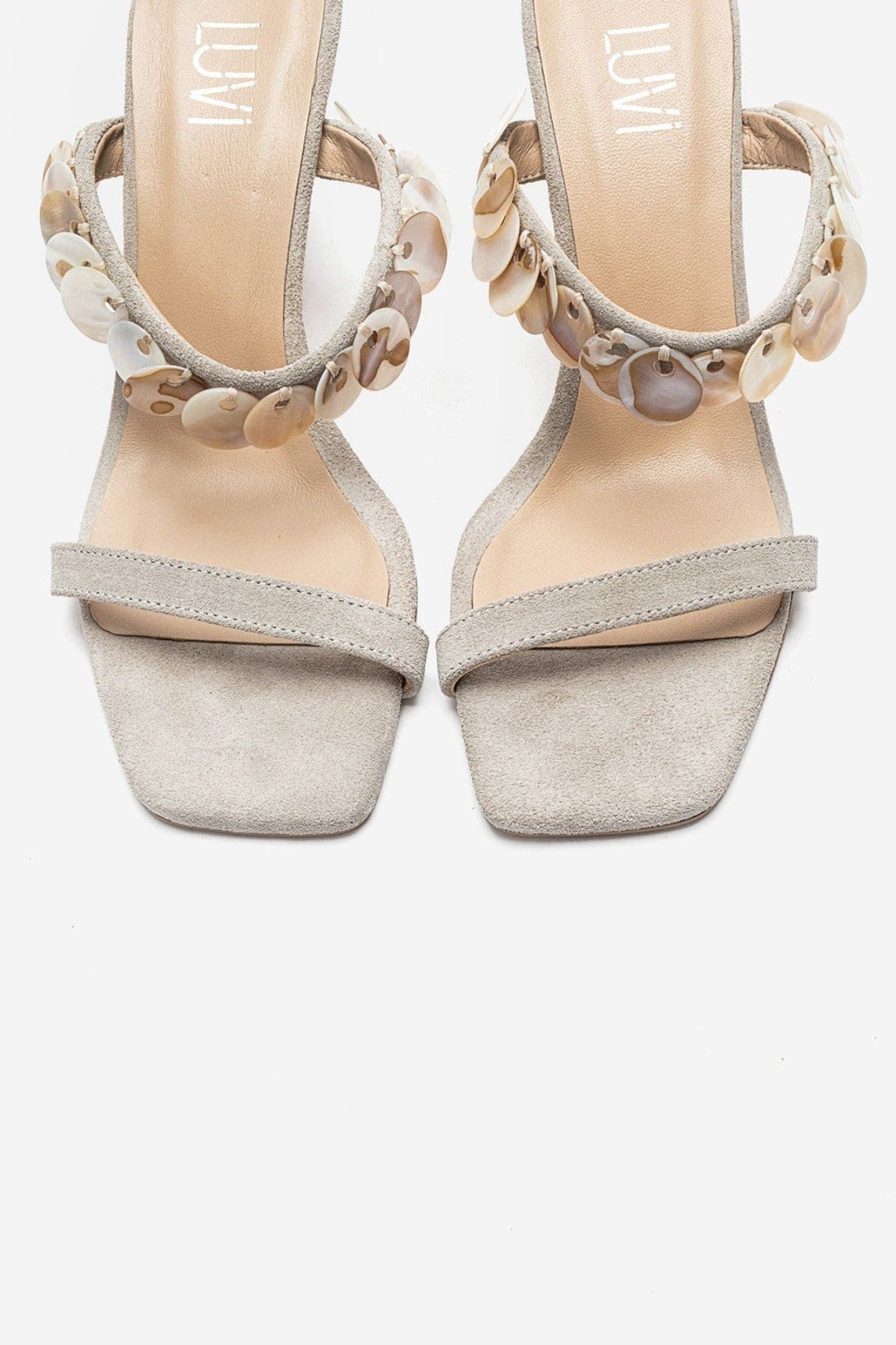 Arund Leather Stiletto Ankle Strap Sandal, Alternate, color, Beige Suede