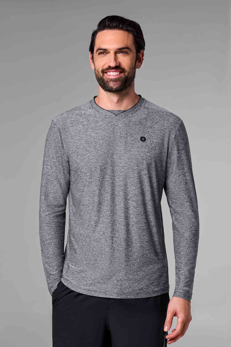 Men's Tiebreaker Long Sleeve Tennis T-Shirt, UPF 50+ Sun Protection, Alternate, color, Charcoal Heather