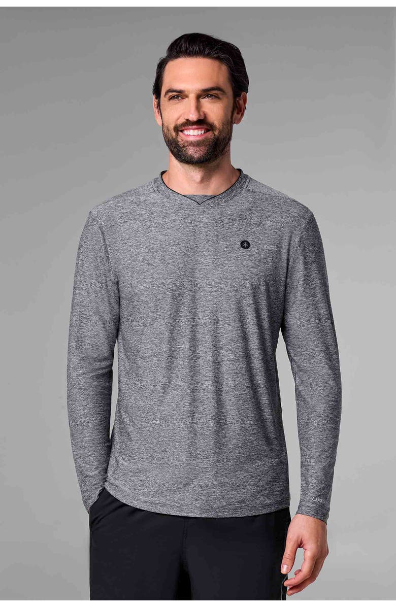 Coolibar Men's Long Sleeve Tennis T-Shirt - UPF 50+ Sun Protection - Tiebreaker, Alternate, color, Charcoal Heather