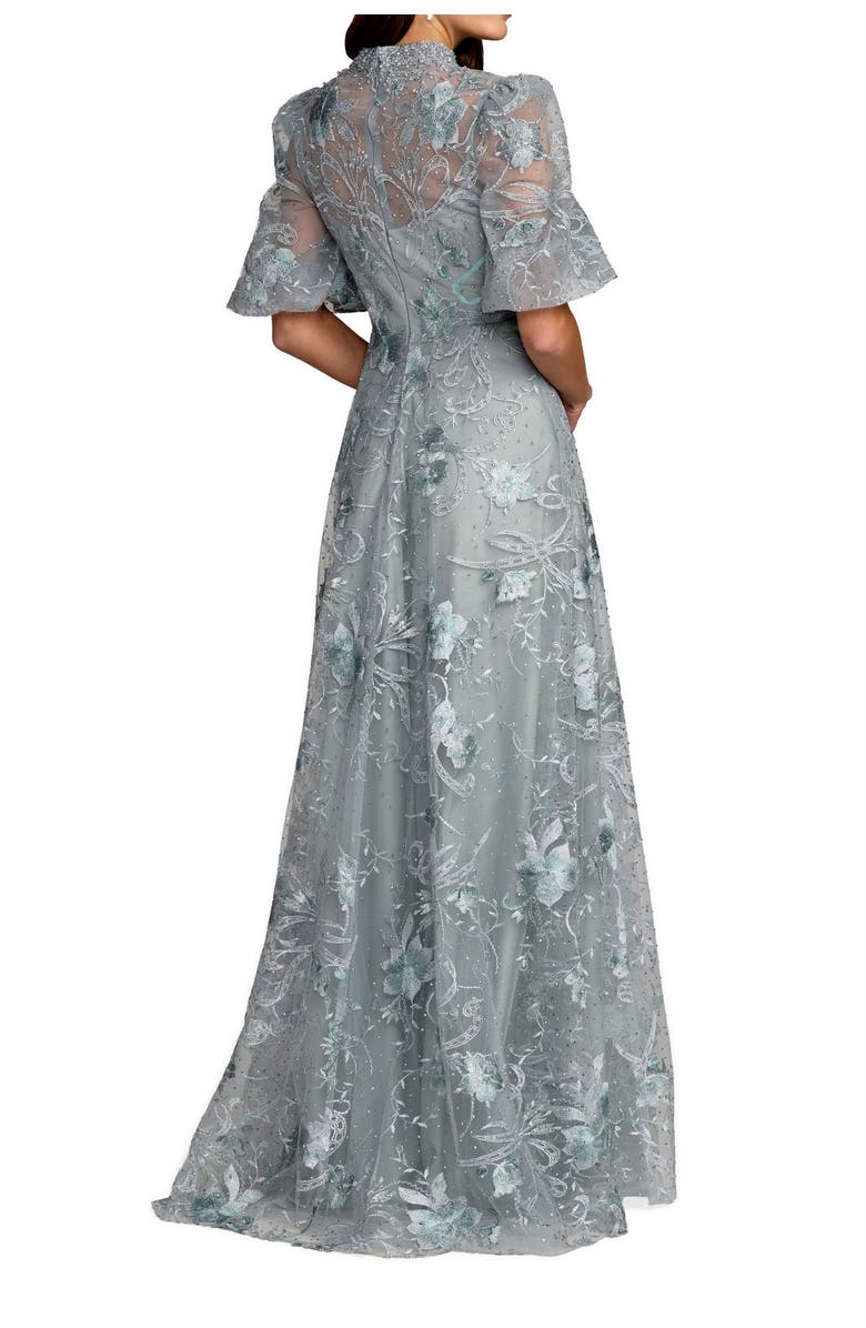 Mac Duggal Queen Anne Puff Sleeve A-Line Gown, Alternate, color, French Blue