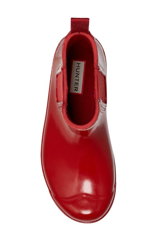 Hunter Original Gloss Waterproof Chelsea Boot In Military Red