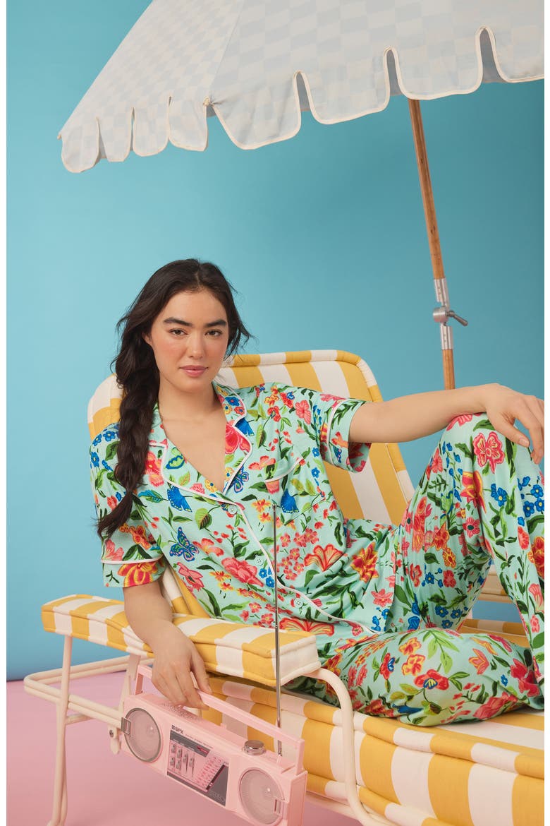 Print Long Pajamas, Alternate, color, TEAL/ PRINT