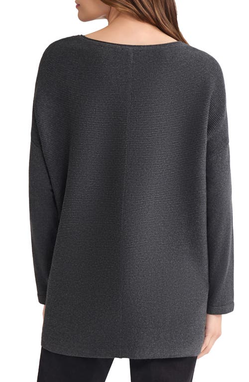 Jones New York Oversize Cotton Boatneck Tunic Sweater In Black