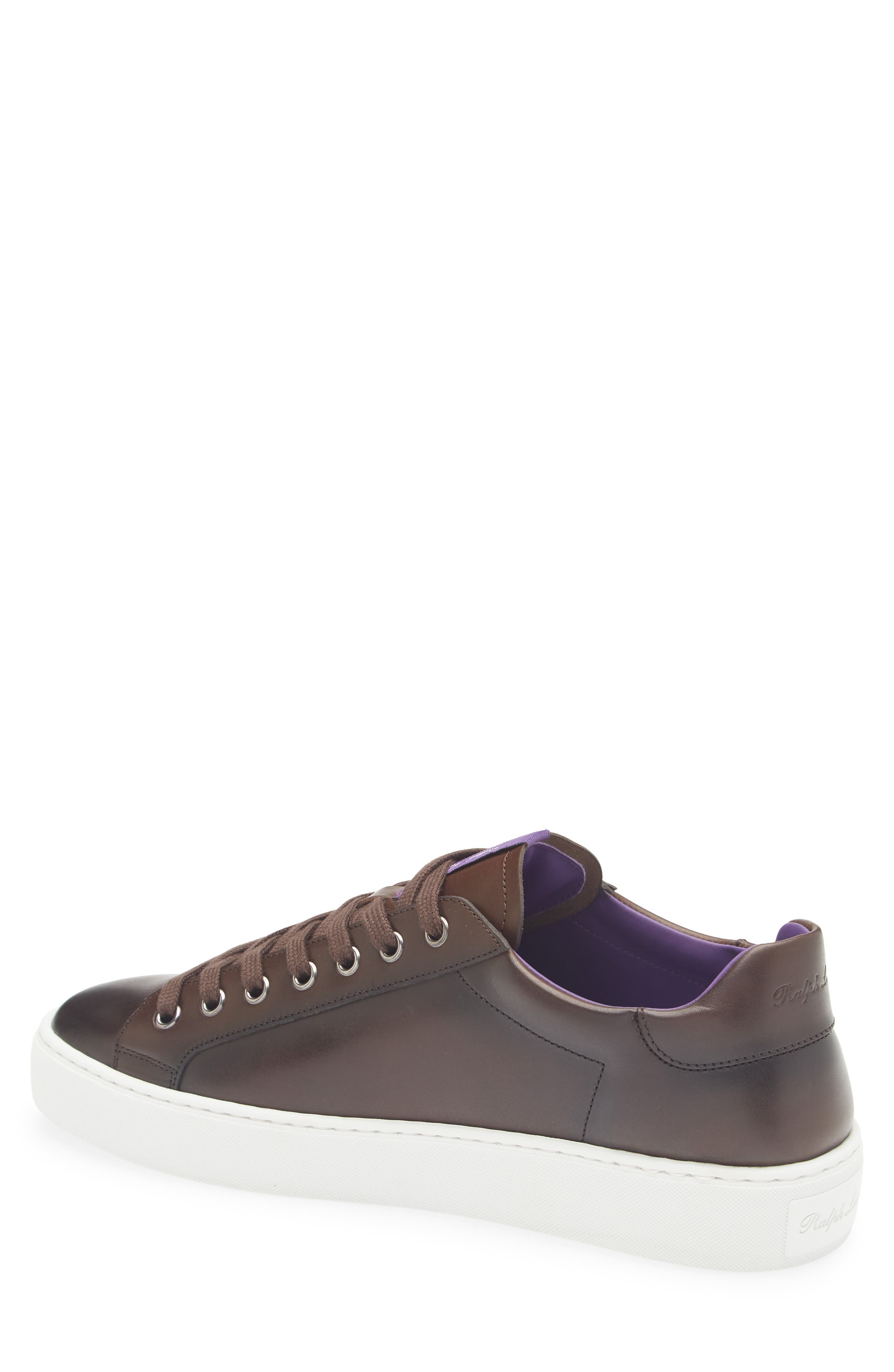 Ralph Lauren Purple Label Severn Calfskin Leather Sneaker, Alternate, color, Luggage Brown