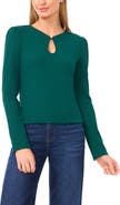 CeCe Keyhole Rib Top