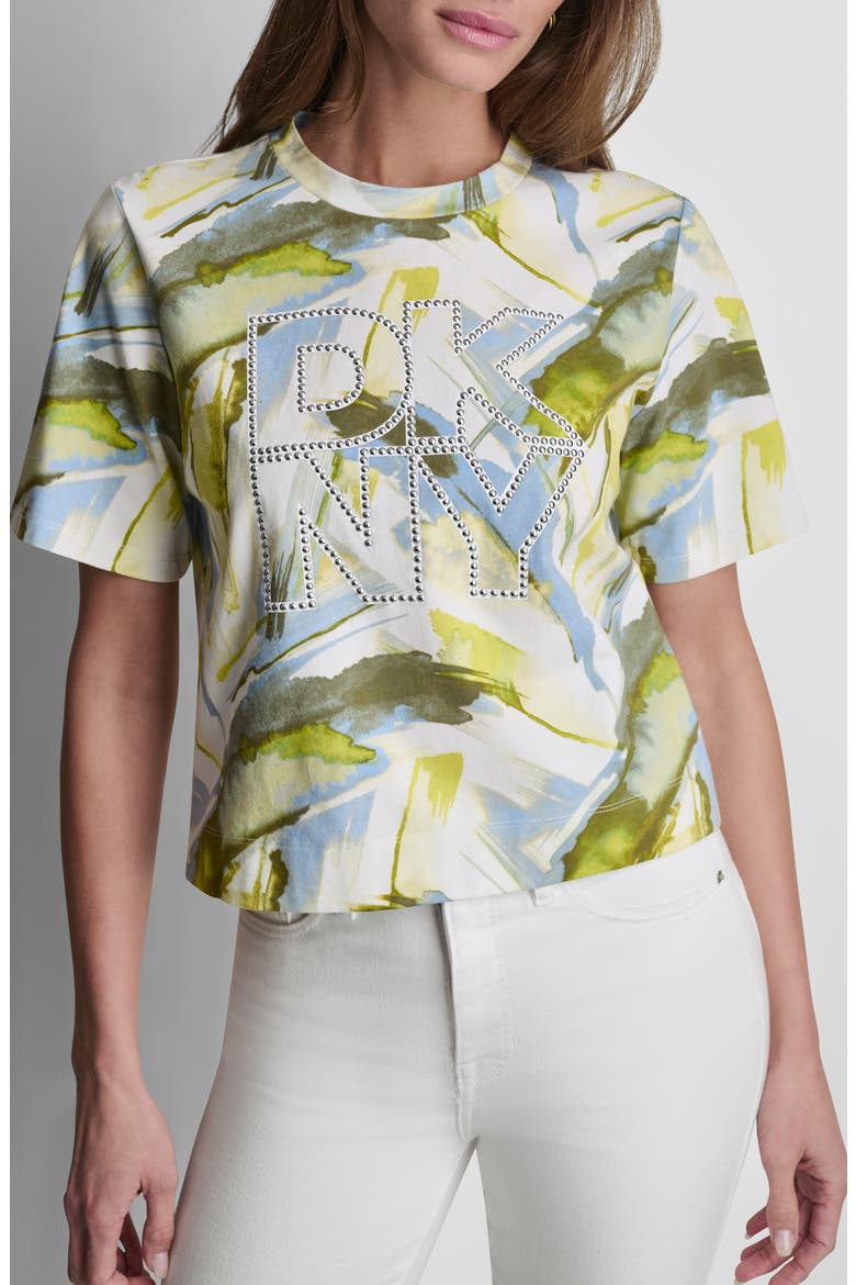 Studded Logo T-Shirt, Alternate, color, MARCH WATERCOLOR
