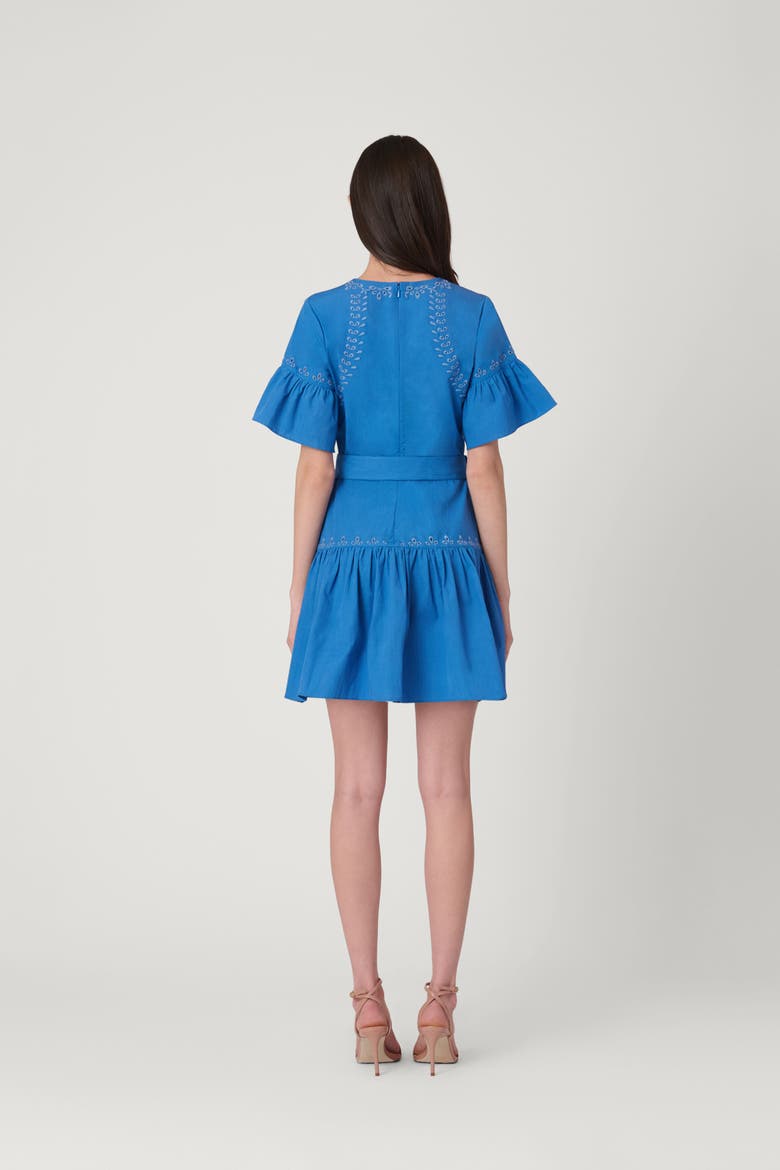 Lasercut Cotton Tessa Dress, Alternate, color, Marina