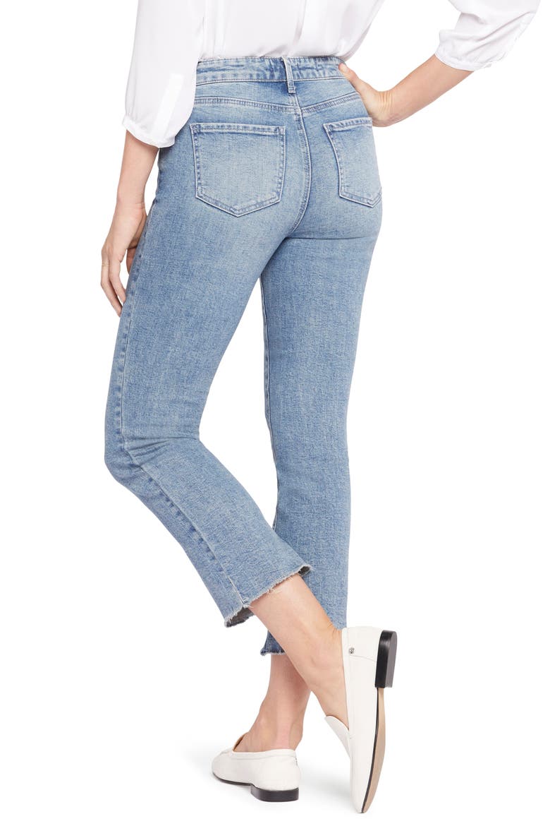 High Waist Fray Ankle Crop Slim Bootcut Jeans, Alternate, color, RIVERFRONT