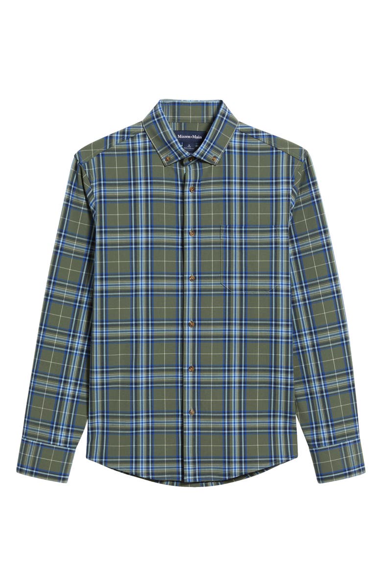 Mizzen+Main City Trim Fit Plaid Flannel Button-Down Shirt, Alternate, color, Olive Thomas Plaid
