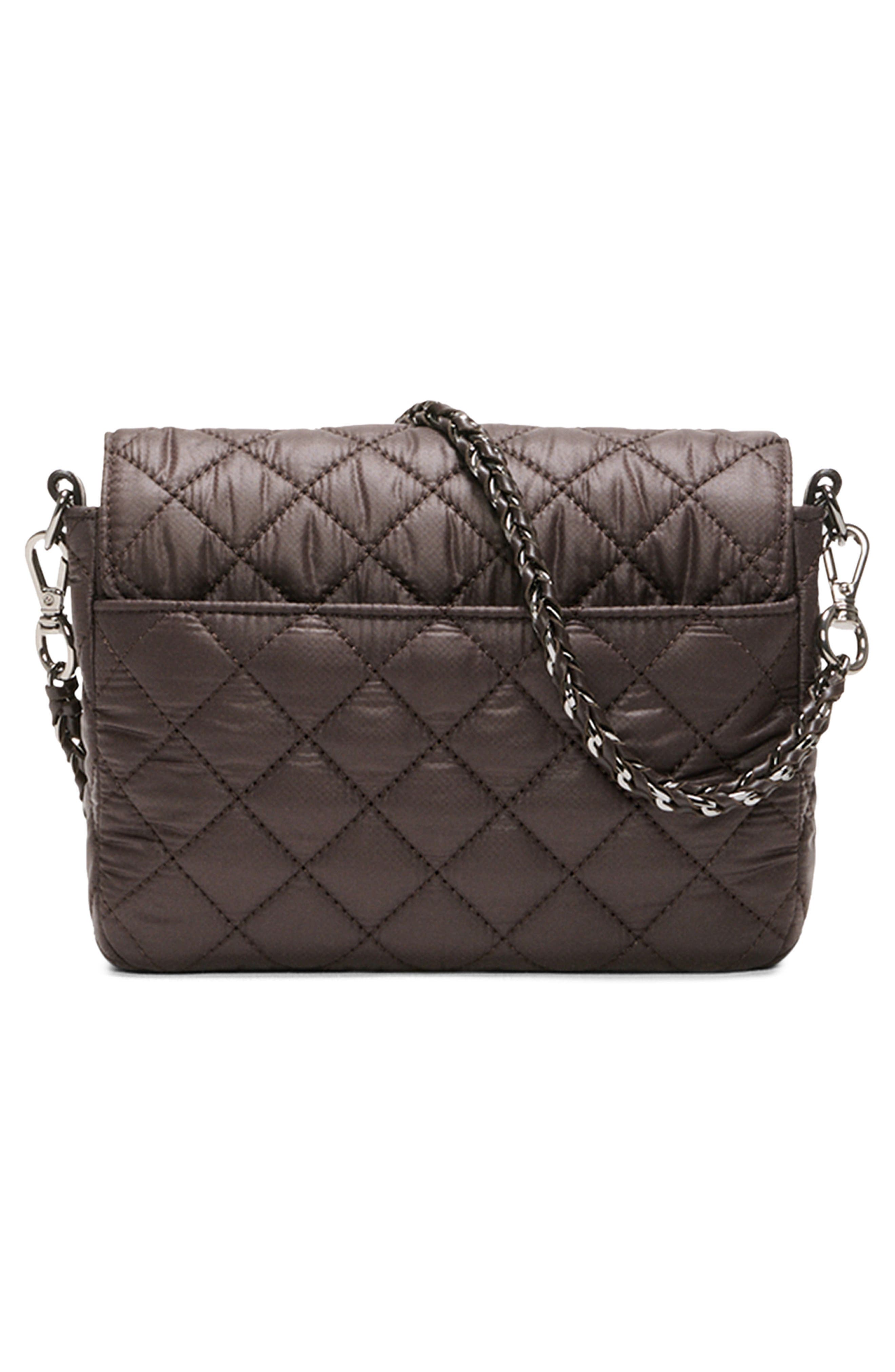 MZ Wallace Small Crosby Lock Quilted Nylon Crossbody Bag, Alternate, color, Espresso