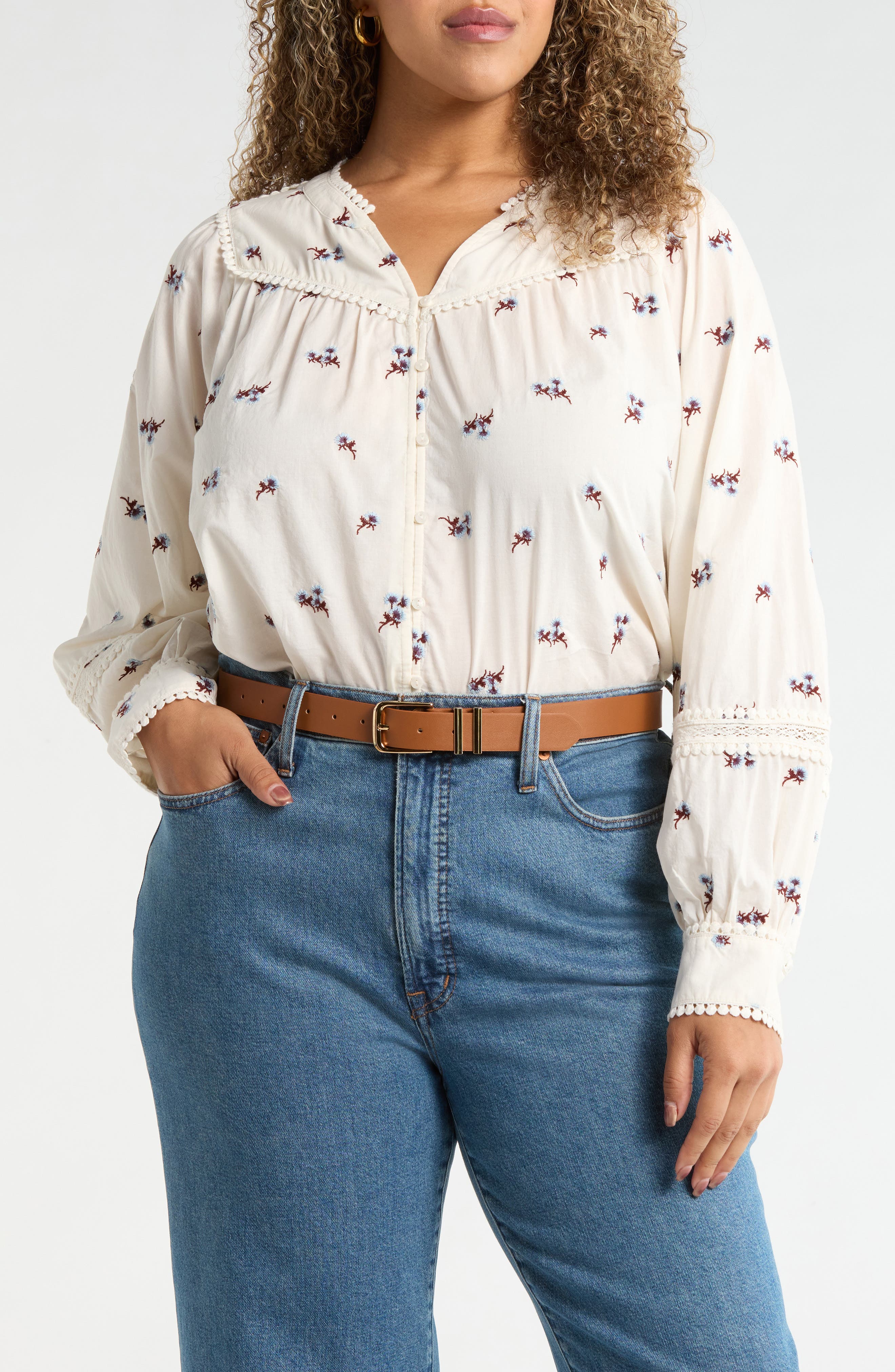 selected IVORY- PURPLE TOSSED EMBROIDER