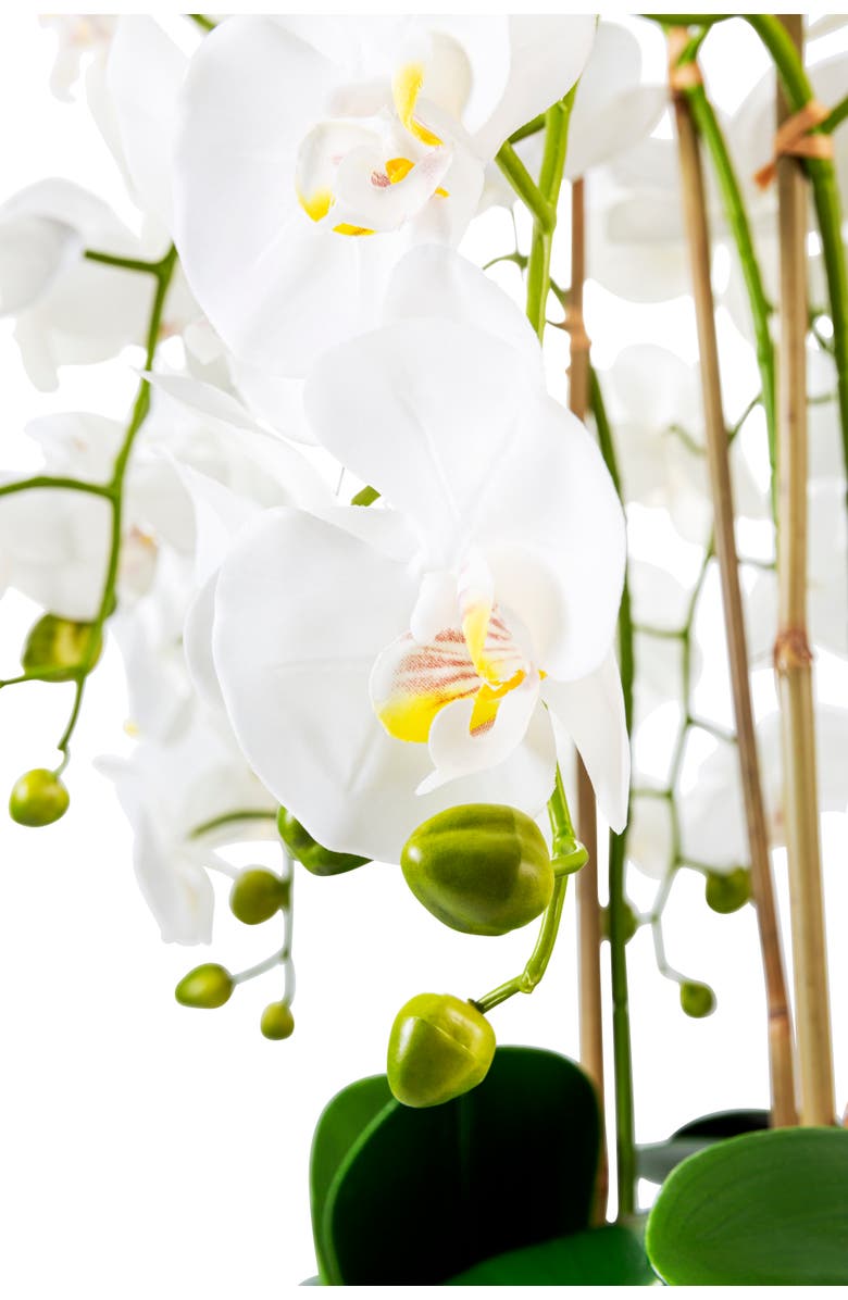 CocoBella Abigail RealTouch White Orchid in Gold Bowl, Alternate, color, Gold, White, Green