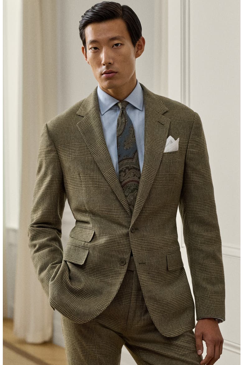 Glen Plaid Silk, Wool & Cashmere Jacket, Alternate, color, ARTICHOKE GREEN MULTI