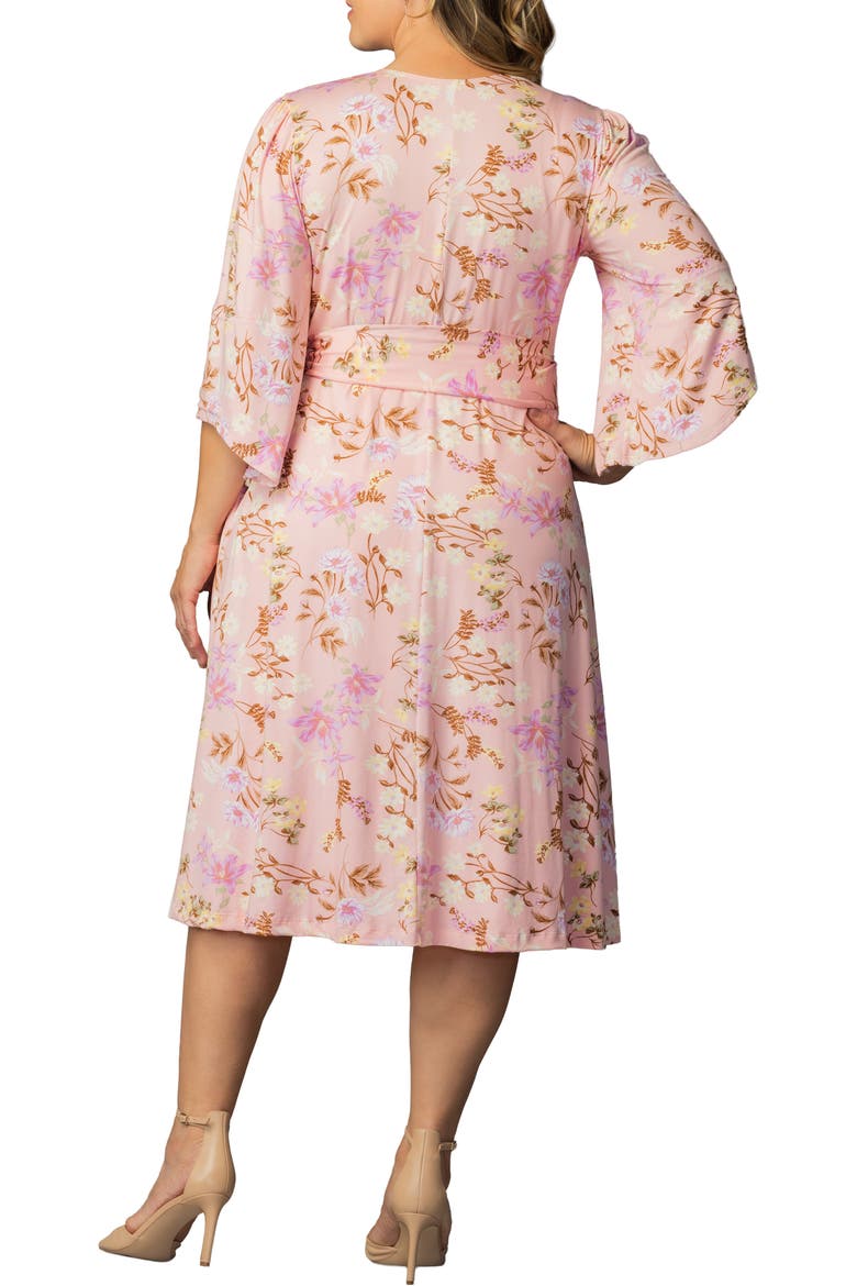 Gemini Floral Bell Sleeve Wrap Dress, Alternate, color, LIVELY PEACH FLORALS