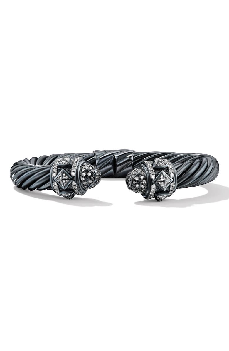 David Yurman Renaissance<sup>®</sup> Classic Cable Bracelet in Blackened Silver with Diamonds, 9mm, Main, color, 