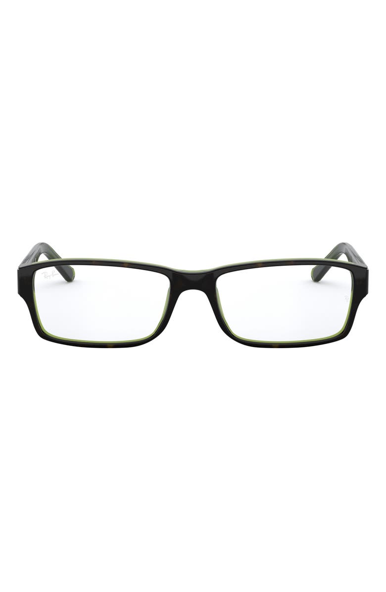 Ray-Ban 54mm Rectangular Blue Light Blocking Glasses, Main, color, Green