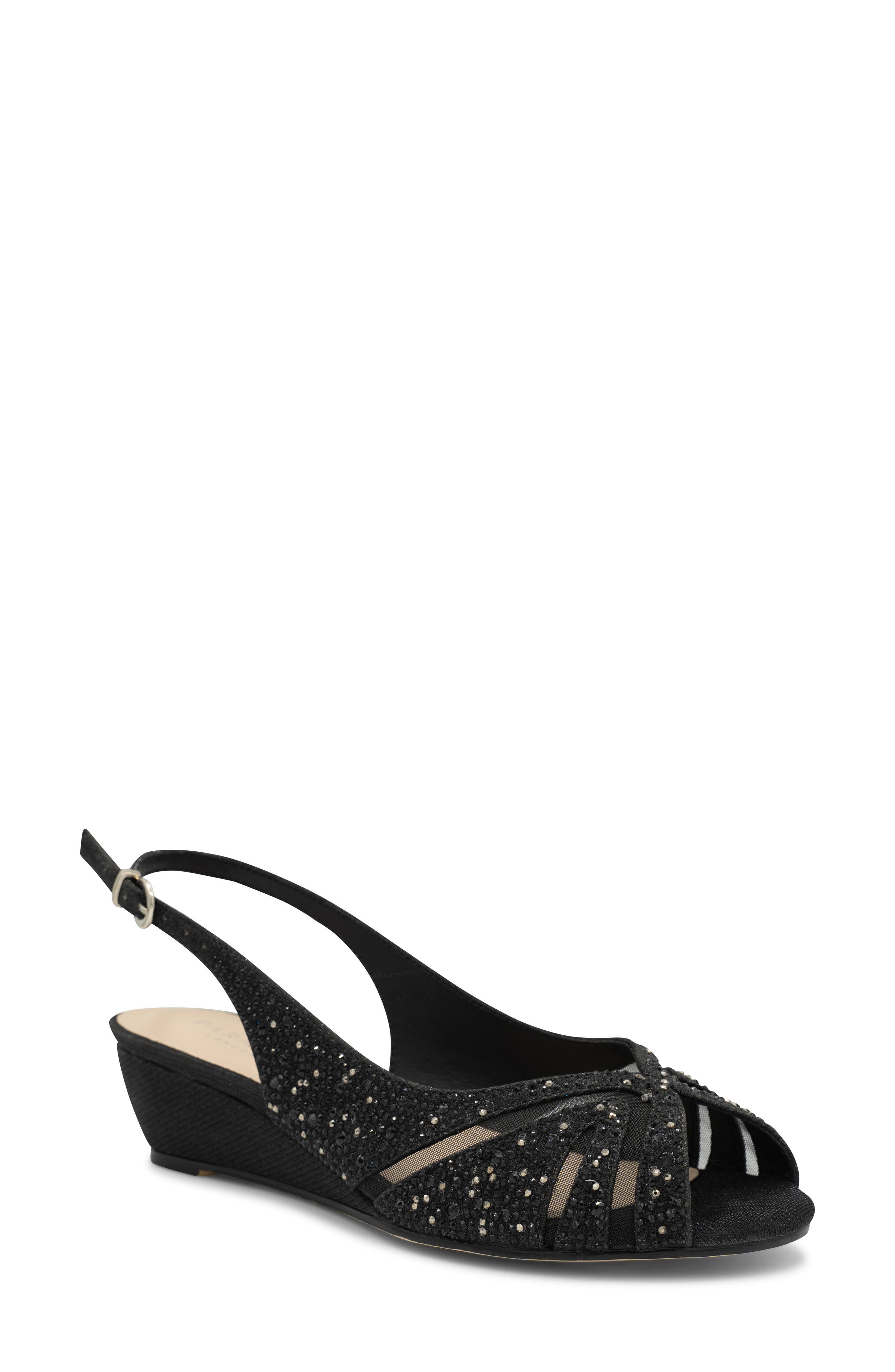Paradox London Pink Jocelyn Slingback Wedge Sandal, Main, color, Black