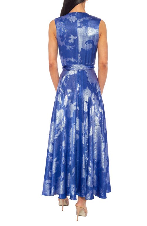 Marina Drape Neck Maxi Dress In Blue