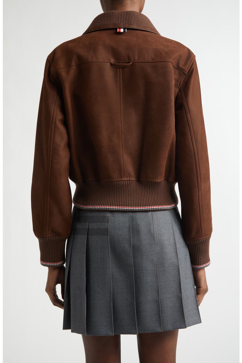 Crop Leather Flight Jacket, Alternate, color, TIRAMISU