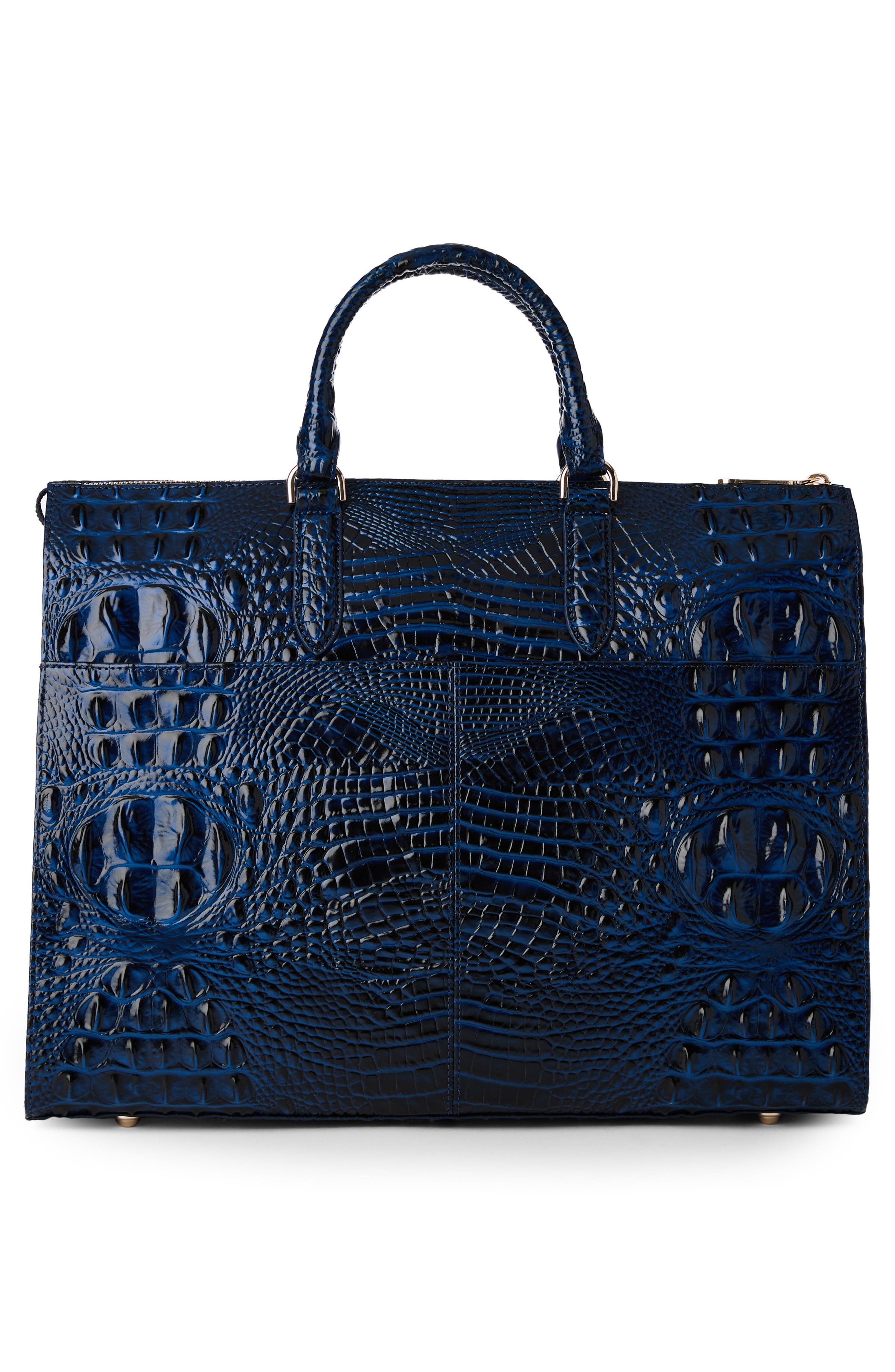 Brahmin Business Croc Embossed Leather Tote, Alternate, color, Anchor