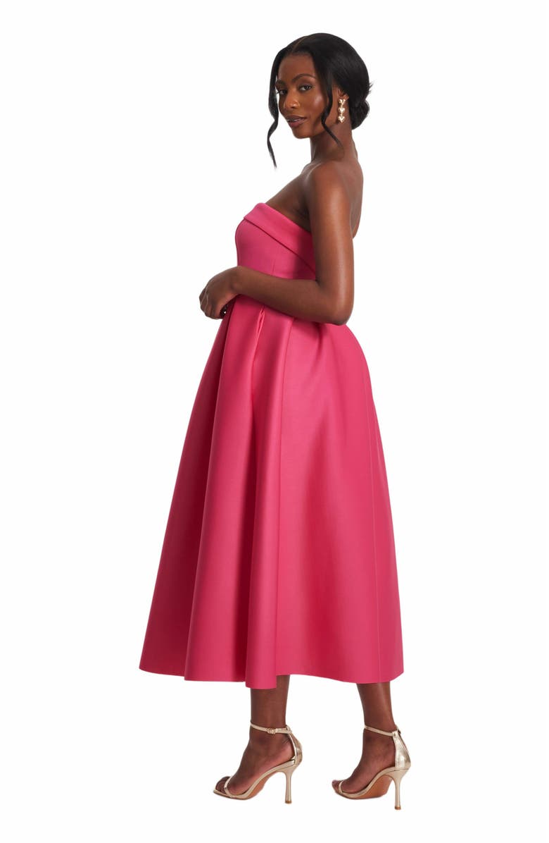 QUIZ Women's Scuba Foam Bandeau Skater Dress, Alternate, color, Magenta