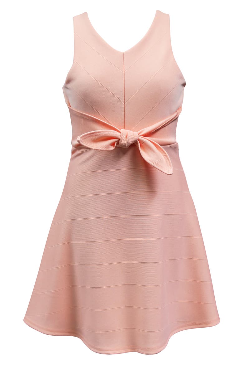 Knotted Skater Dress, Main, color, PEACH