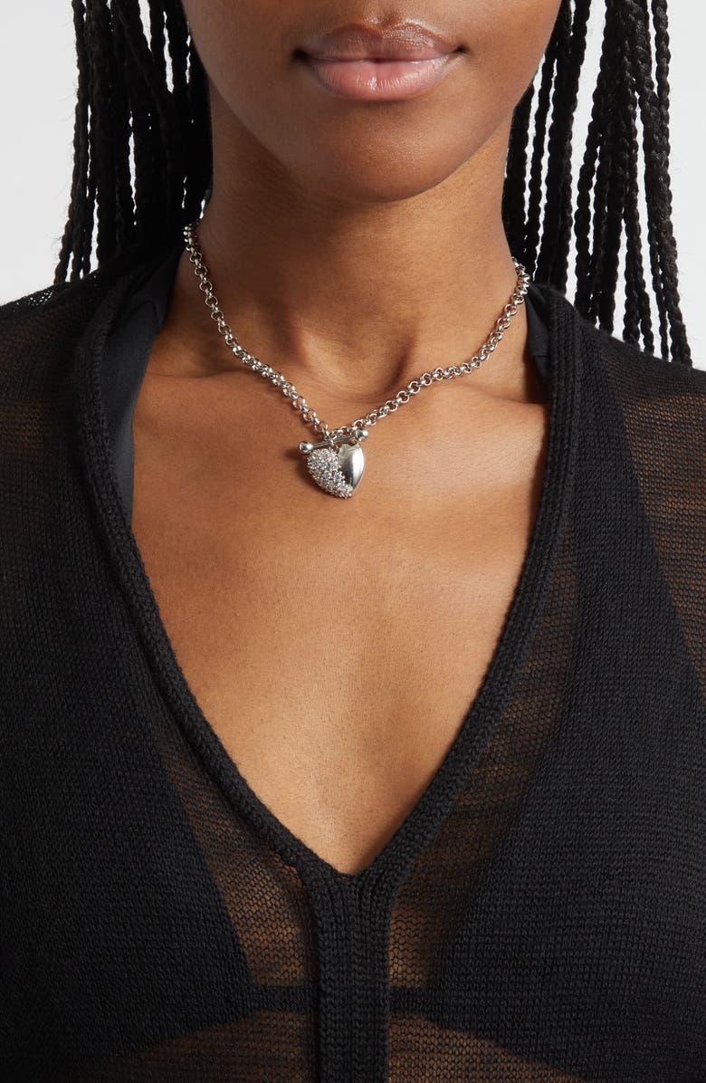 Justine Clenquet Siam Crystal Pendant Necklace, Alternate, color, Palladium