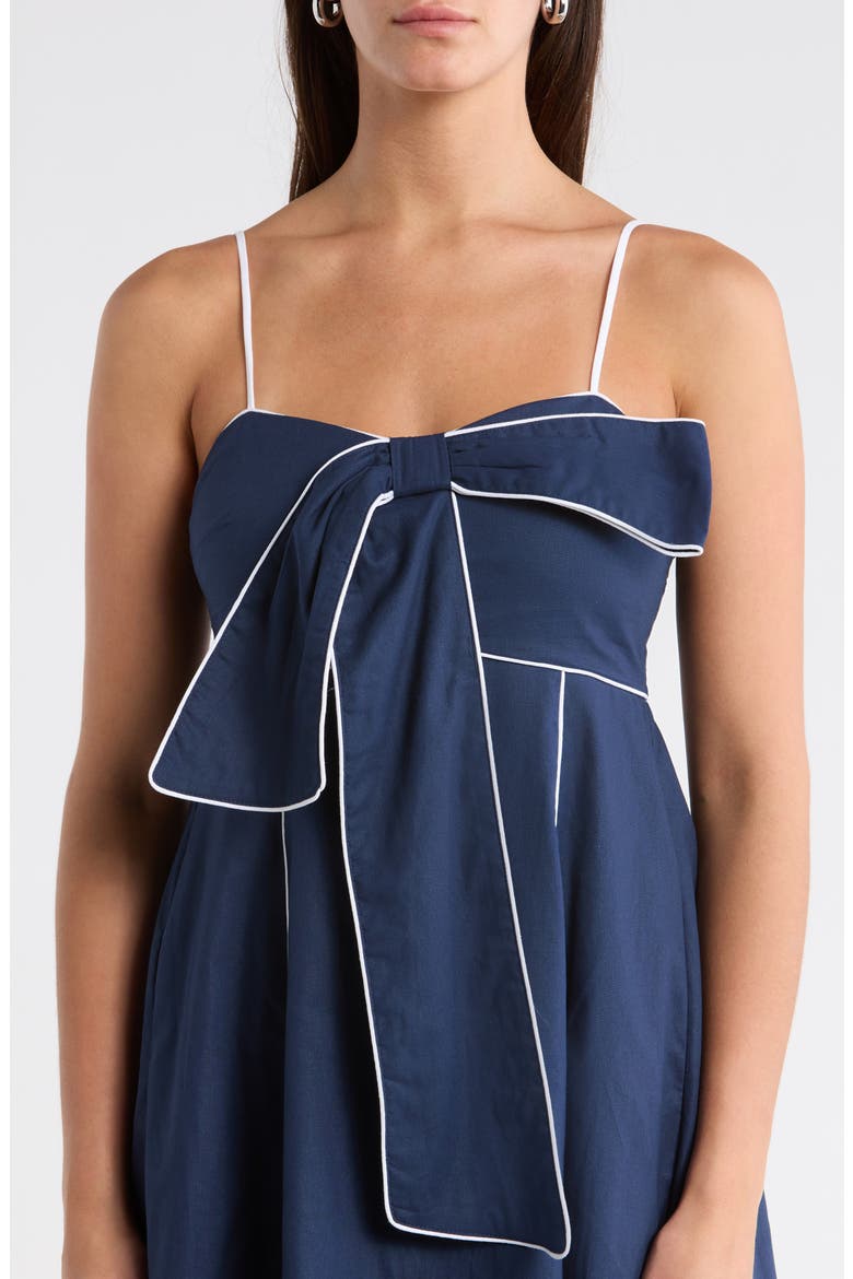 Viona Contrast Empire Midi Dress, Alternate, color, NAVY-WHITE