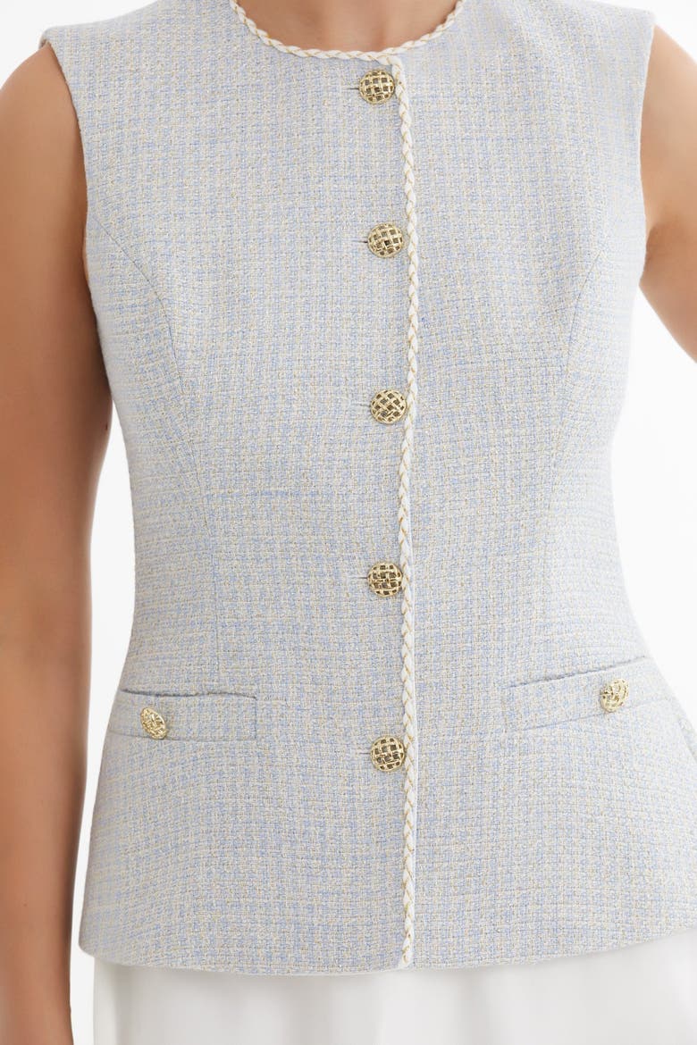 Blue Piped-Detail Vest Skirt Set, Alternate, color, Blue