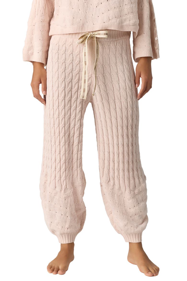 Intimately FP Fireside Crush Cable Knit High Waist Joggers, Main, color, CREAM