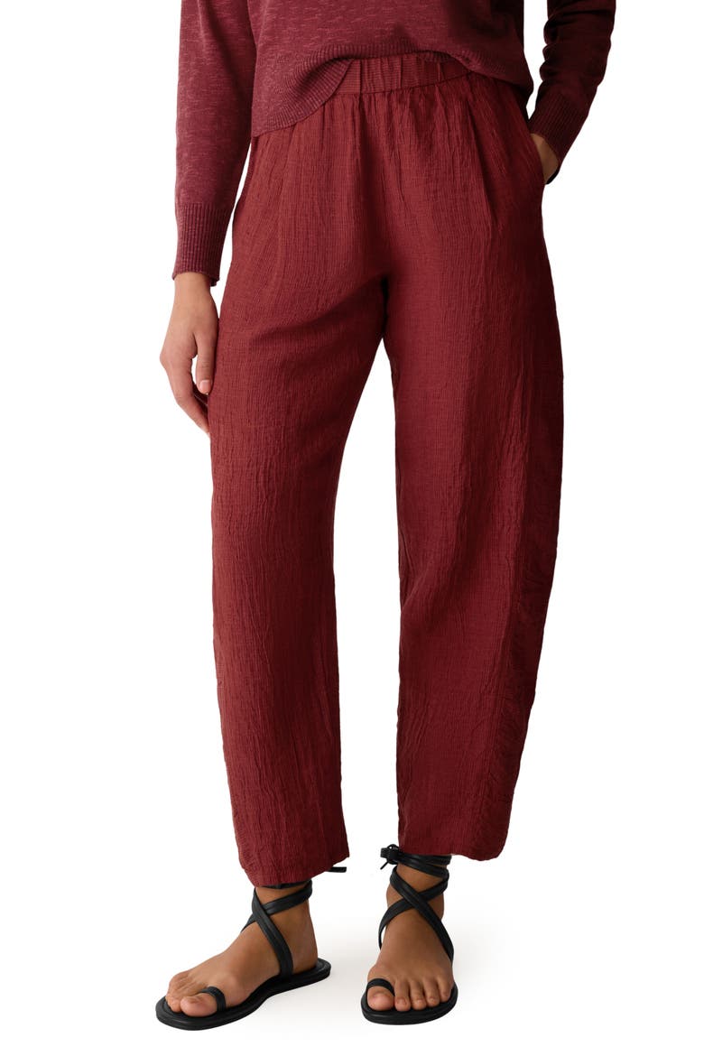 Pleated Lantern Organic Linen Pants, Main, color, SUN DRIED TOMATO
