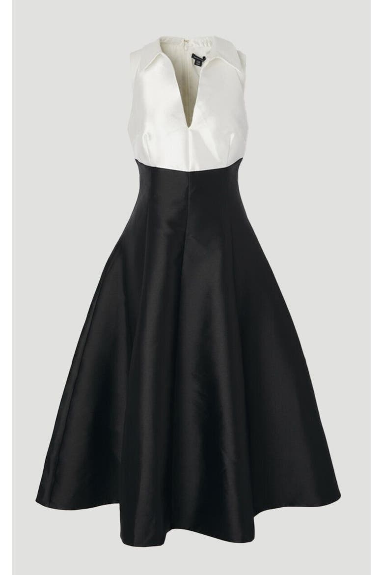 Twill Contrast Tux Tailored Dress, Alternate, color, Mono