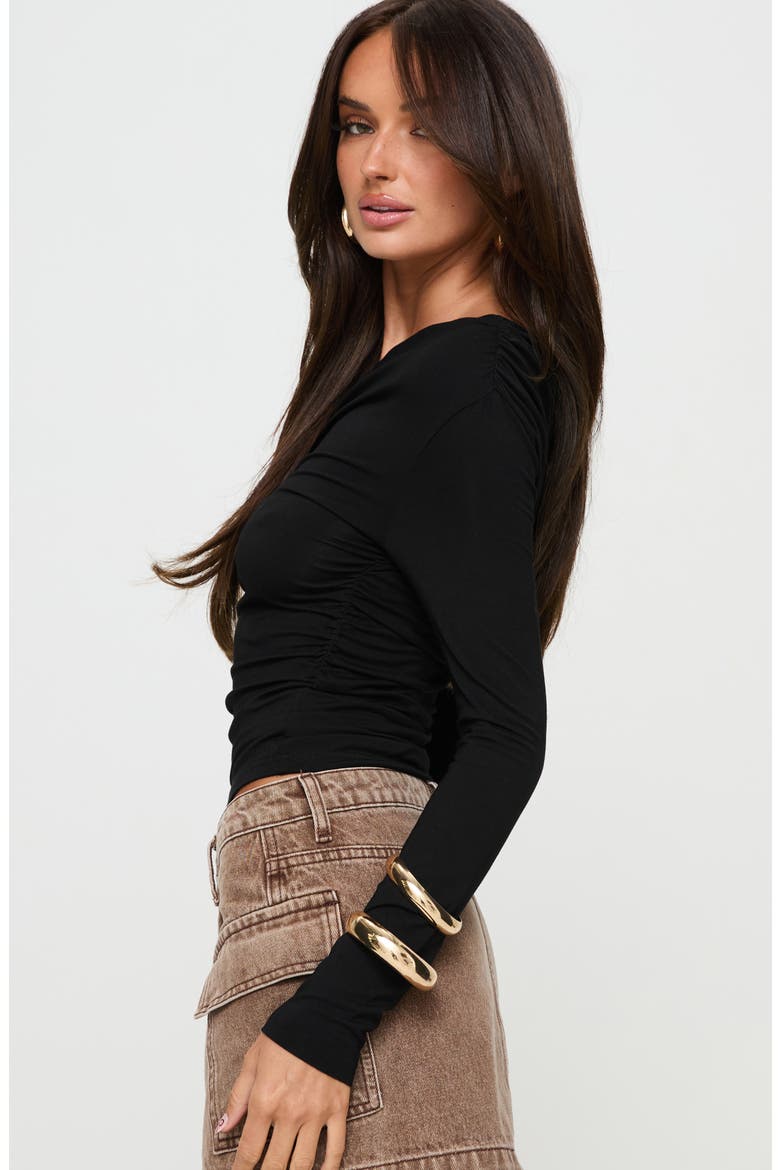 Beller One-Shoulder Crop Top, Alternate, color, BLACK