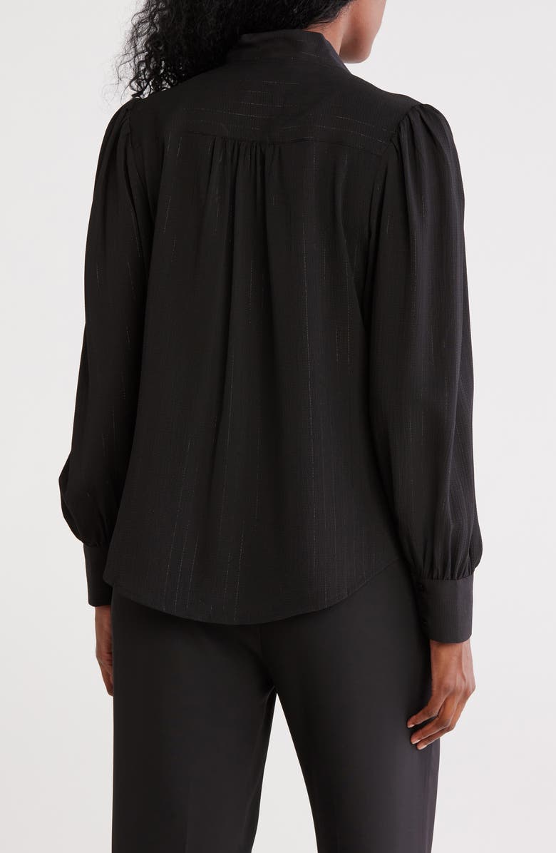 DKNY Tie Neck Long Sleeve Button-Up Top, Alternate, color,